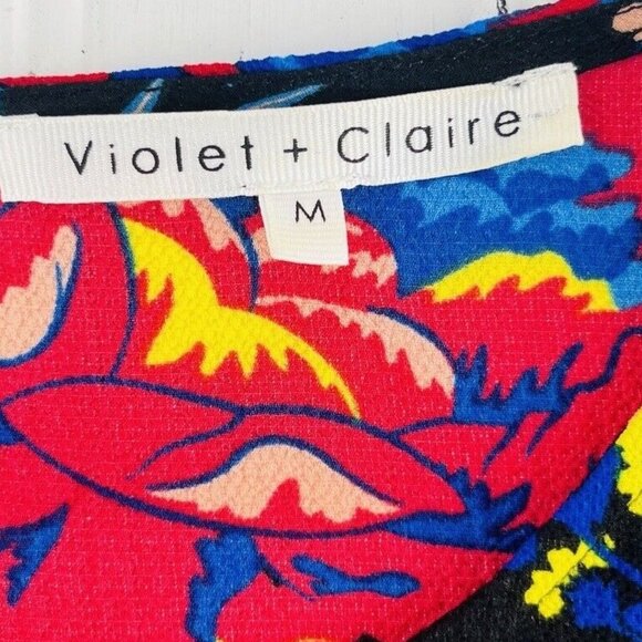 Violet + Claire Womens Size Medium Pullover Short Sleeves Floral Colorful - Picture 5 of 6